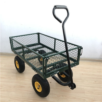頑丈な50L庭の網のカートのヤードの4つの車輪と屋外鋼鉄網ワゴン