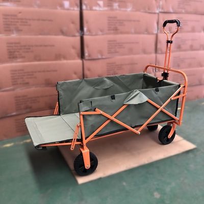 ポリ塩化ビニールの車輪オレンジ折るワゴン携帯用浜のトロリー カート キャンプ ワゴン