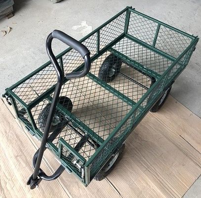 50Lユーティリティ・メッシュ・スティール・ガーデン・カート 折りたたむユーティリティ・ワゴン 取れるサイドと4.10/3.50-4インチ・ホイール
