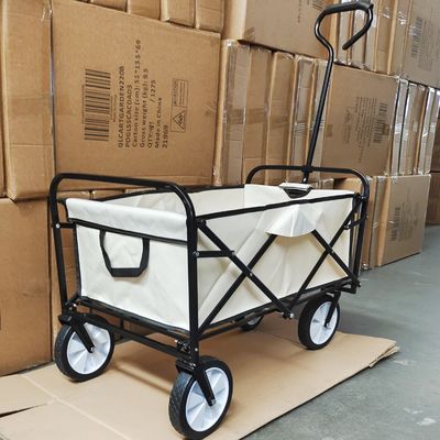 ポリ塩化ビニールは単一のハンドルおよび布が付いているキャンプ ワゴン カートの折り畳み式の荷物のトロリーを動かす