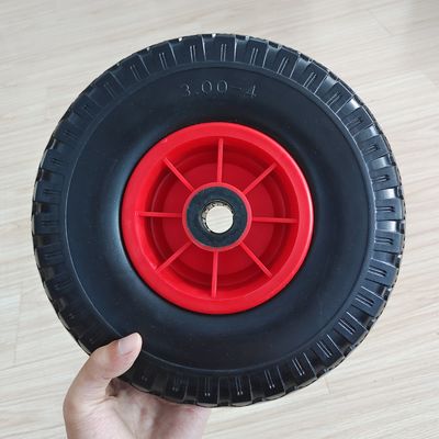 300-4赤い縁のゴム製車輪10インチのタイヤの庭カートの手押し車の空気の車輪