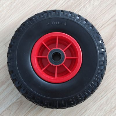 300-4赤い縁のゴム製車輪10インチのタイヤの庭カートの手押し車の空気の車輪